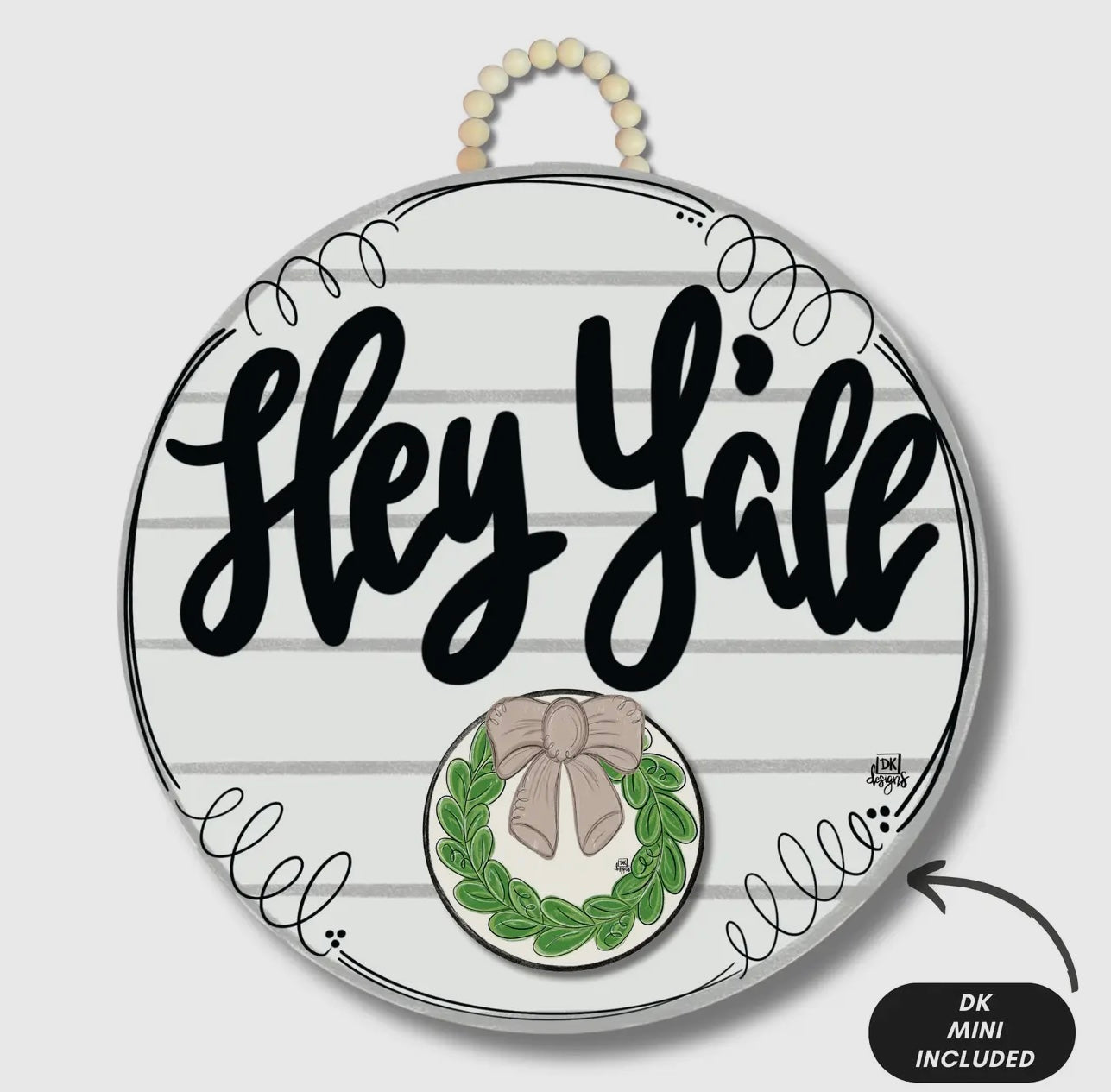 DK Shiplap “Hey Y’all” Door Hanger (holds mini)