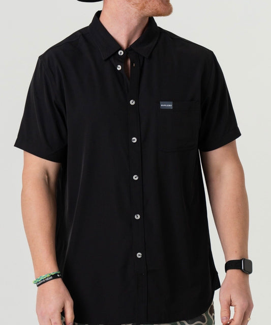 Burlebo Performance Button Up-Heather Black
