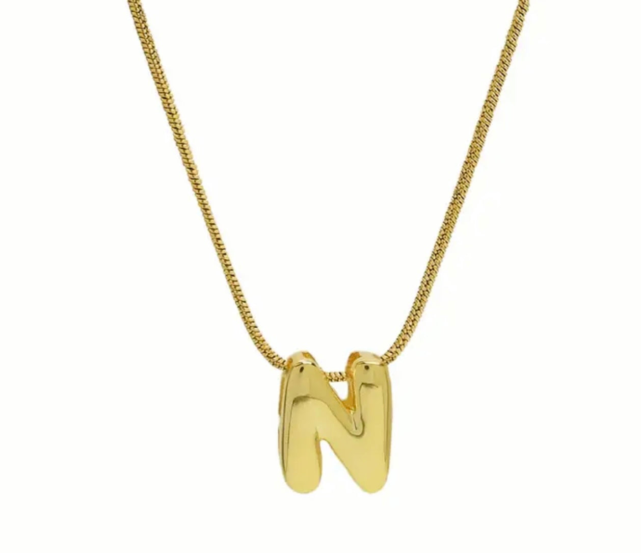 Bubble Initial Stainless Steel Necklace
