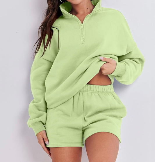 2 pc Sweatshirt & Shorts Mint Green