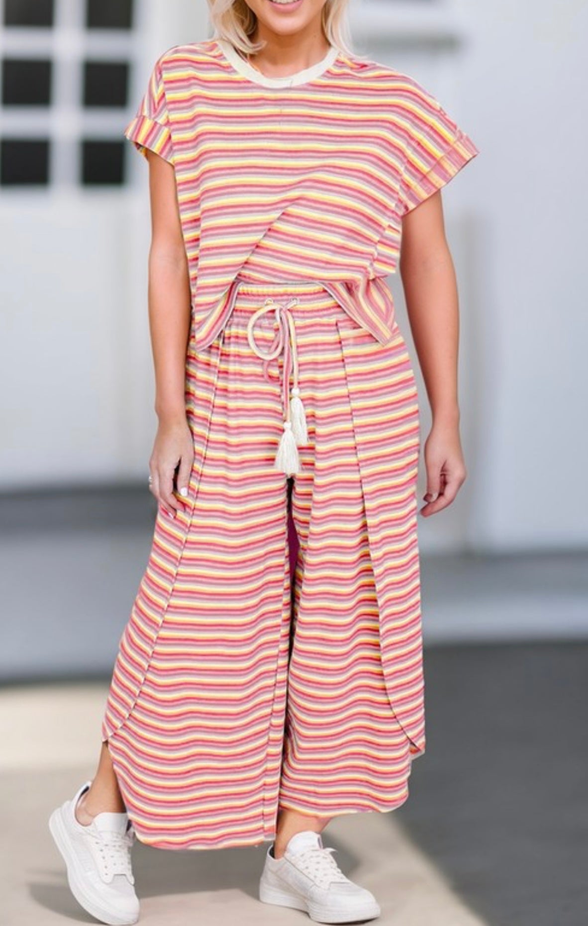 Striped Tee & Wide Leg Pants