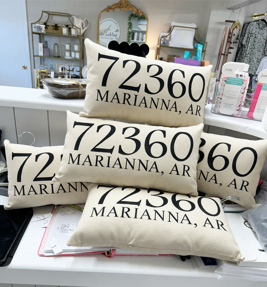 Zip Code with City Name Lumbar Pillow