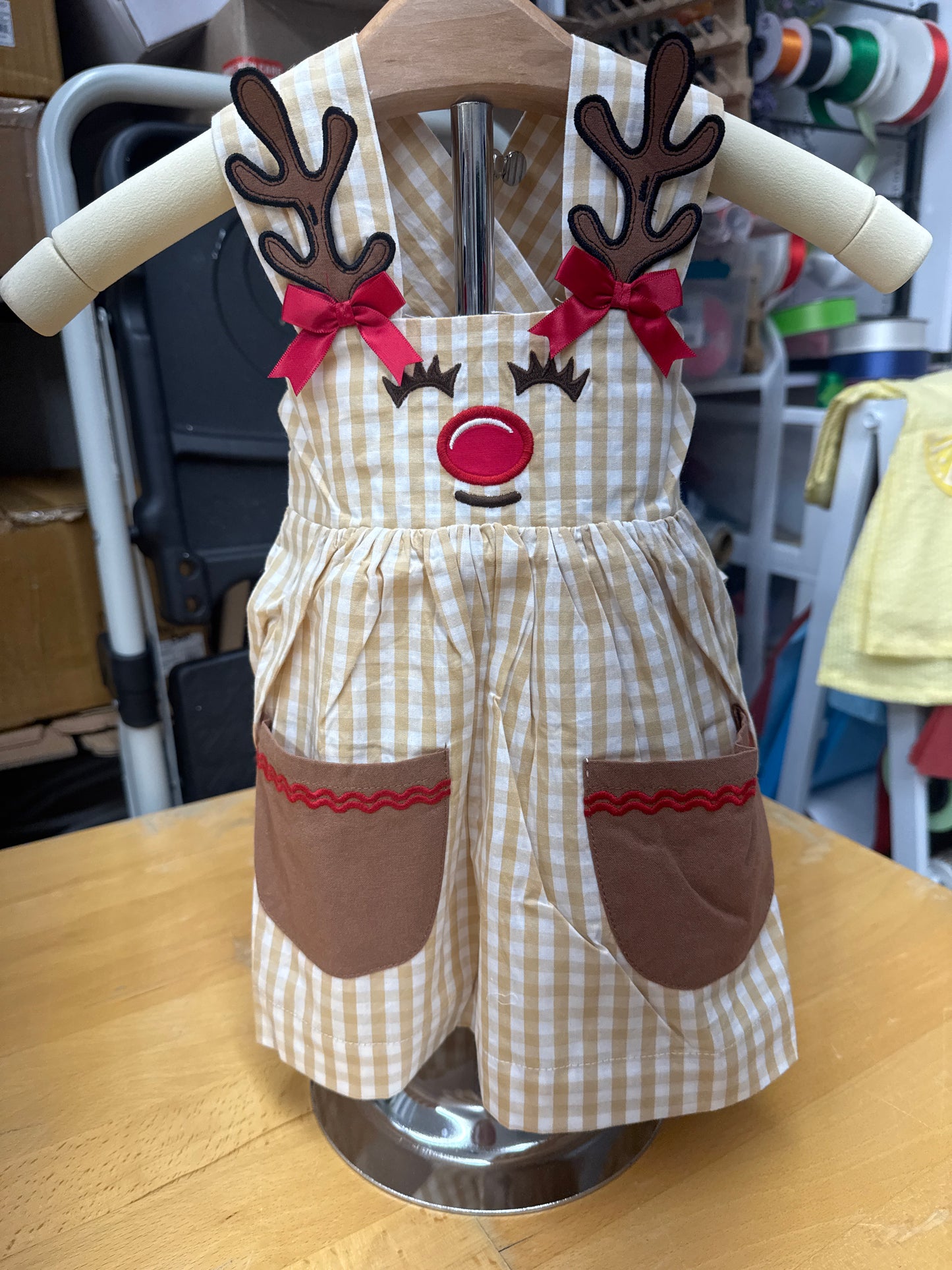 Brown Gingham Rudolph Dress