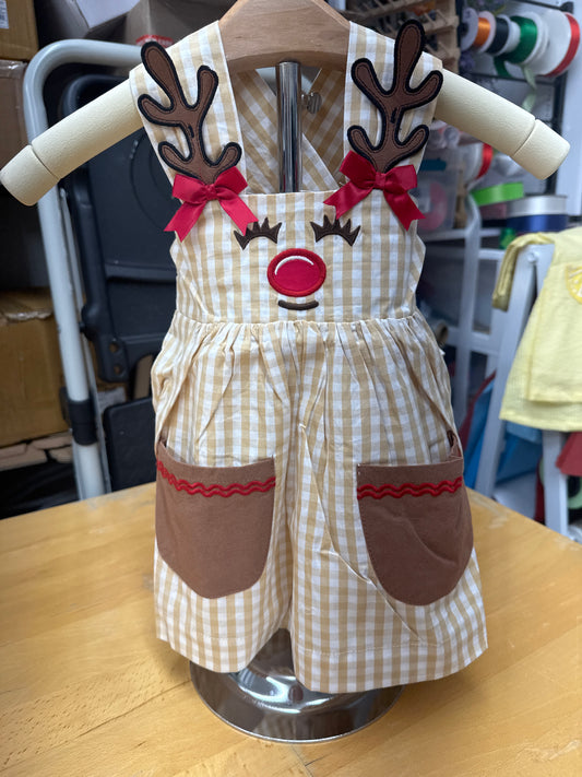 Brown Gingham Rudolph Dress