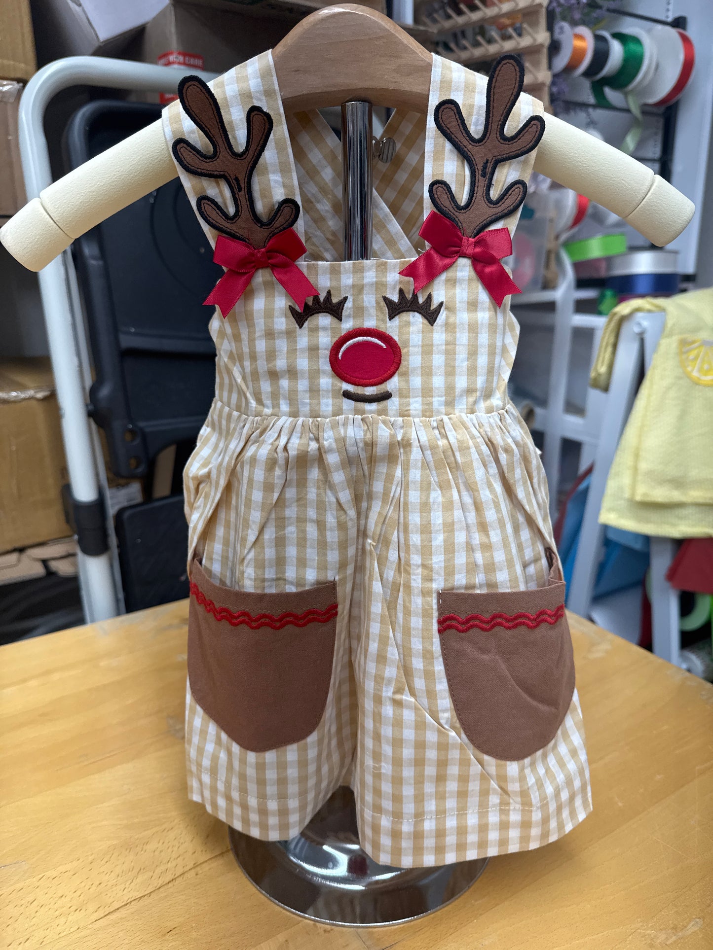 Brown Gingham Rudolph Dress