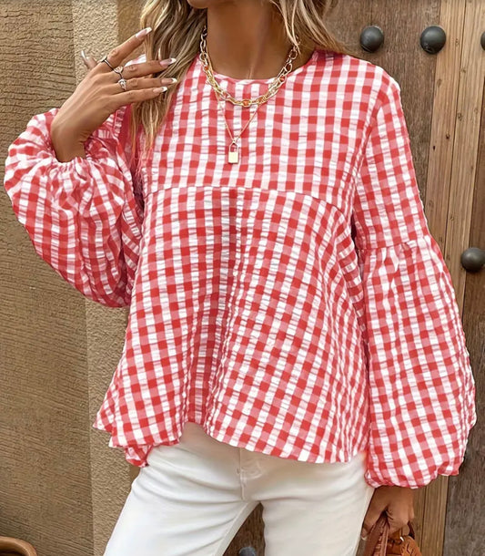 Red Plaid blouse