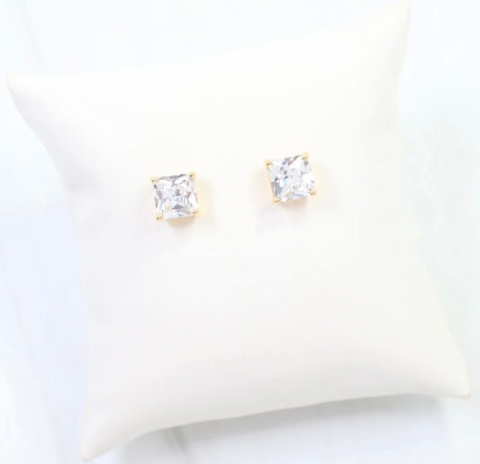 Liza Square CZ Stud Earrings