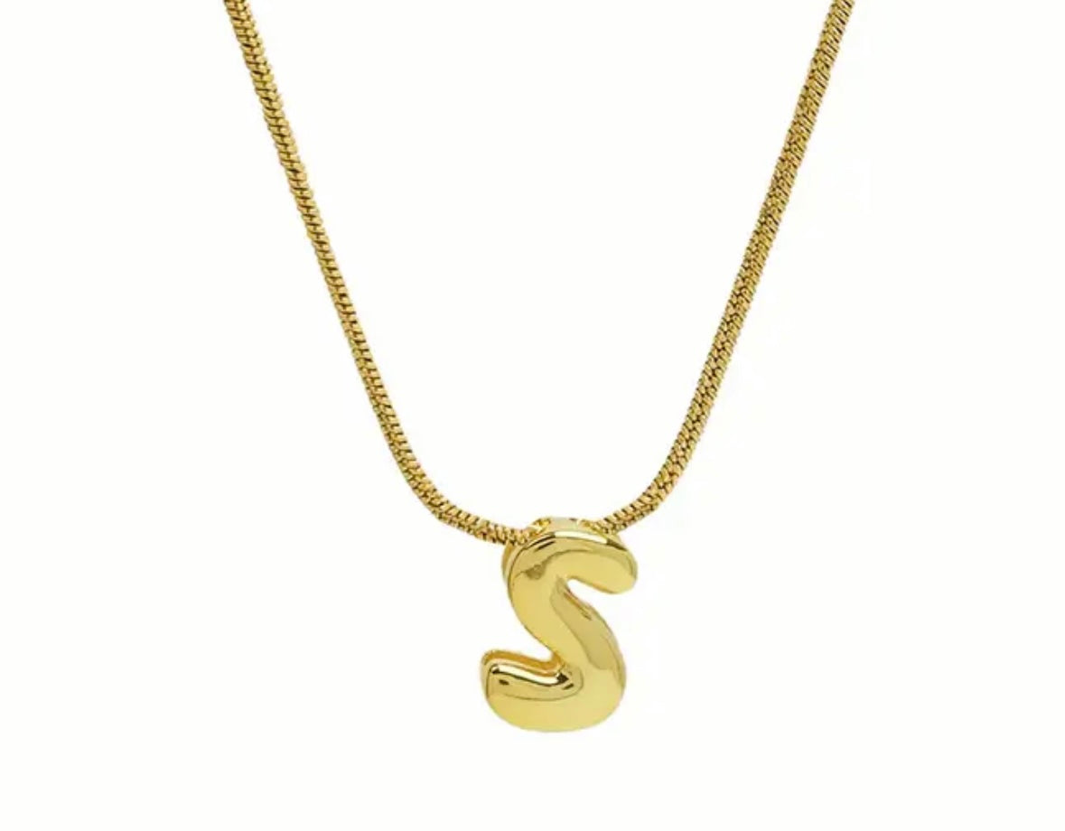 Bubble Initial Stainless Steel Necklace
