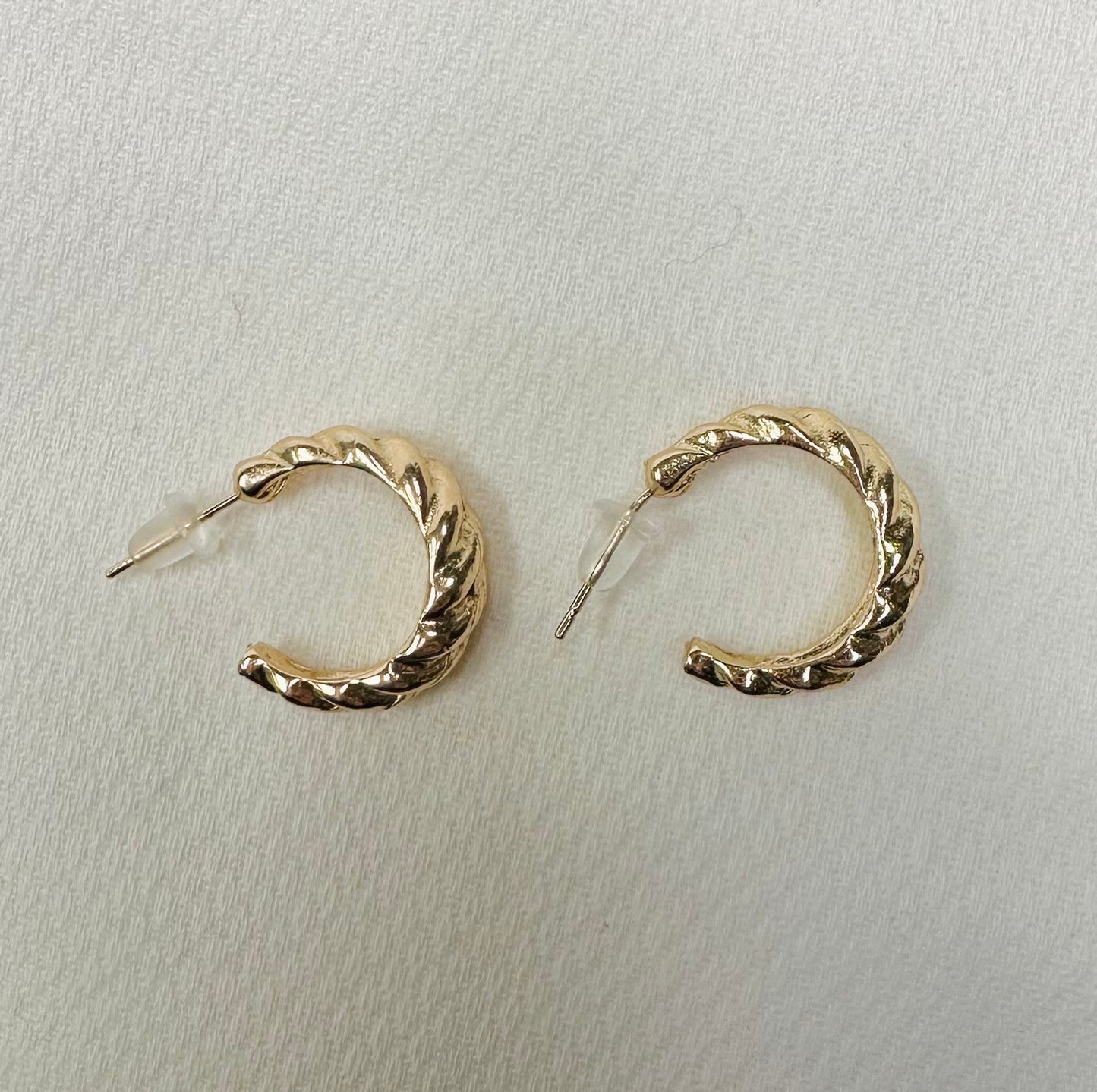 Ripple Hoop Gold Earrings