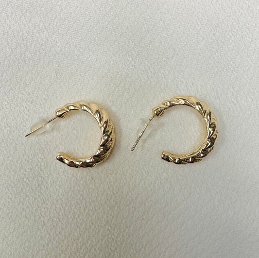 Ripple Hoop Gold Earrings