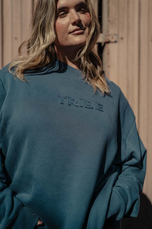 Tribe Kelley Coastal Countryside Butter Crew-Harbor Navy