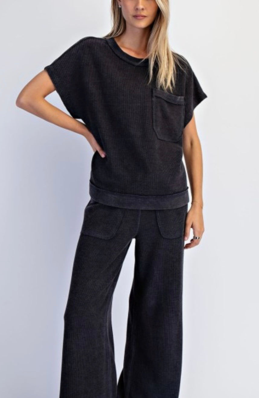 Mineral Washed Honey Comb Oversized Top