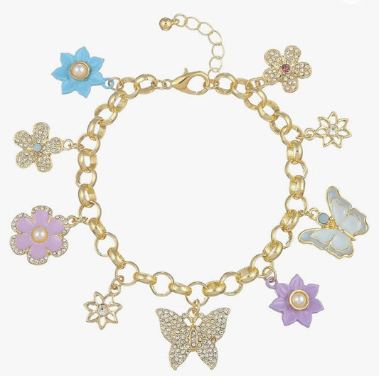 Madison Tyler Blue Flower Charm Bracelet