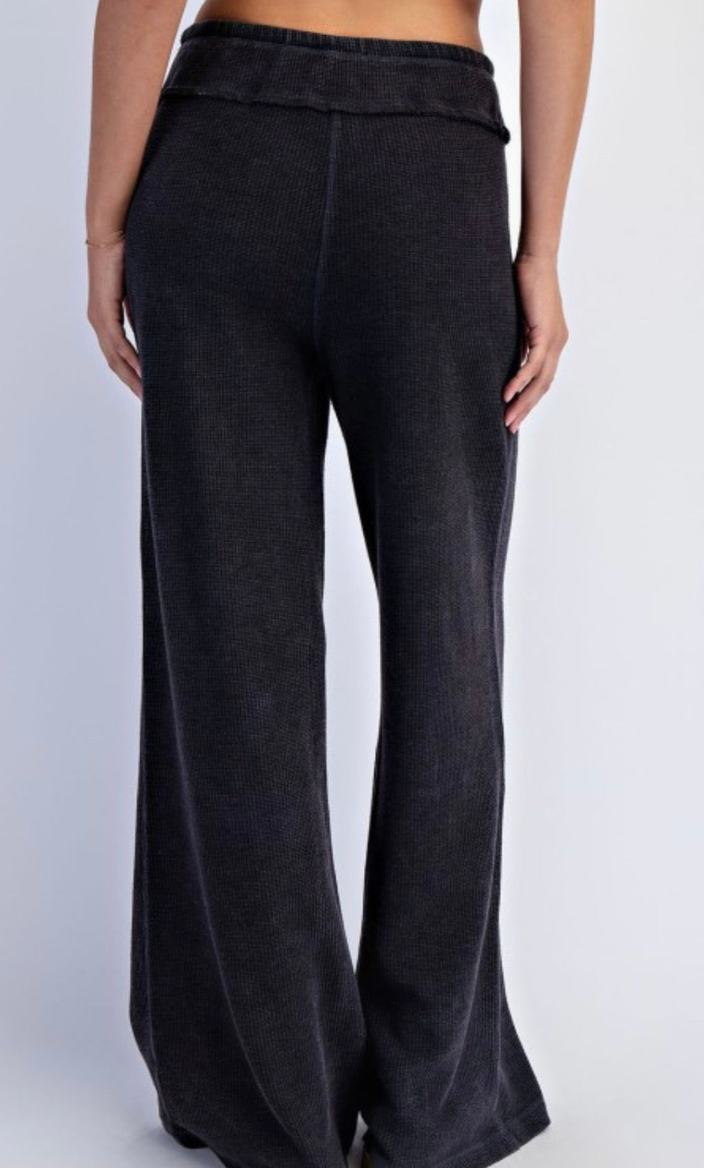 Mineral Washed Honey Comb wide Leg Pants