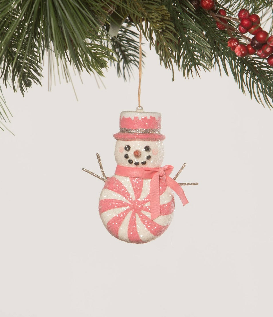 Peppermint Snowman Ornament