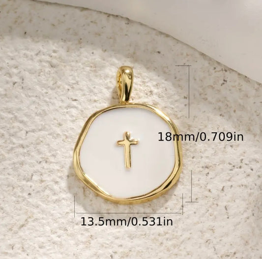 Gold Outline Cross Charm