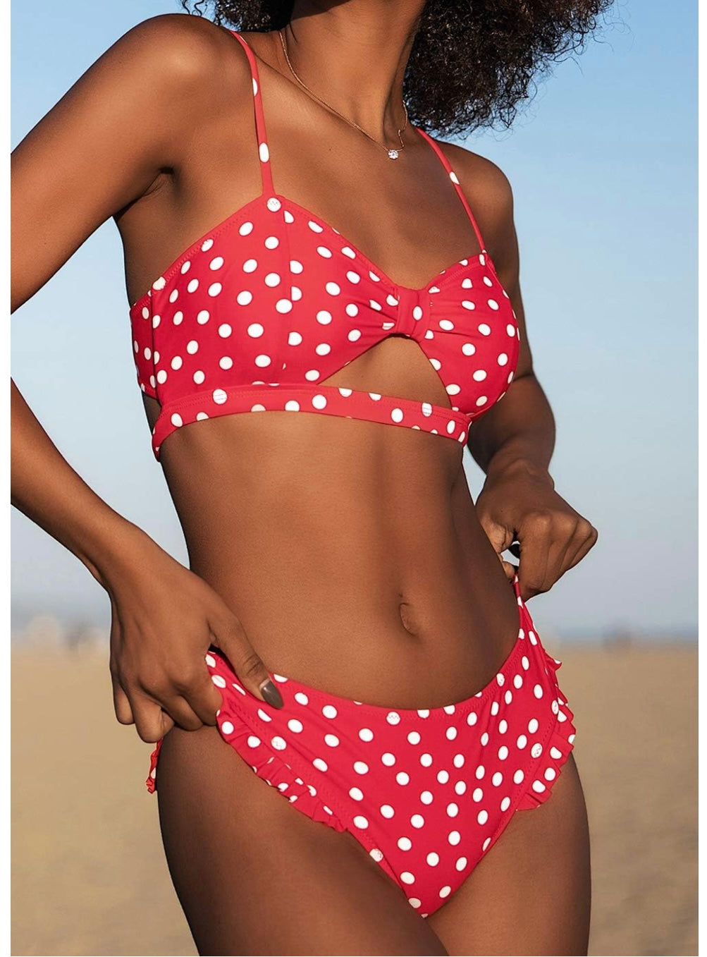 Red Polka Dot Bikini Top