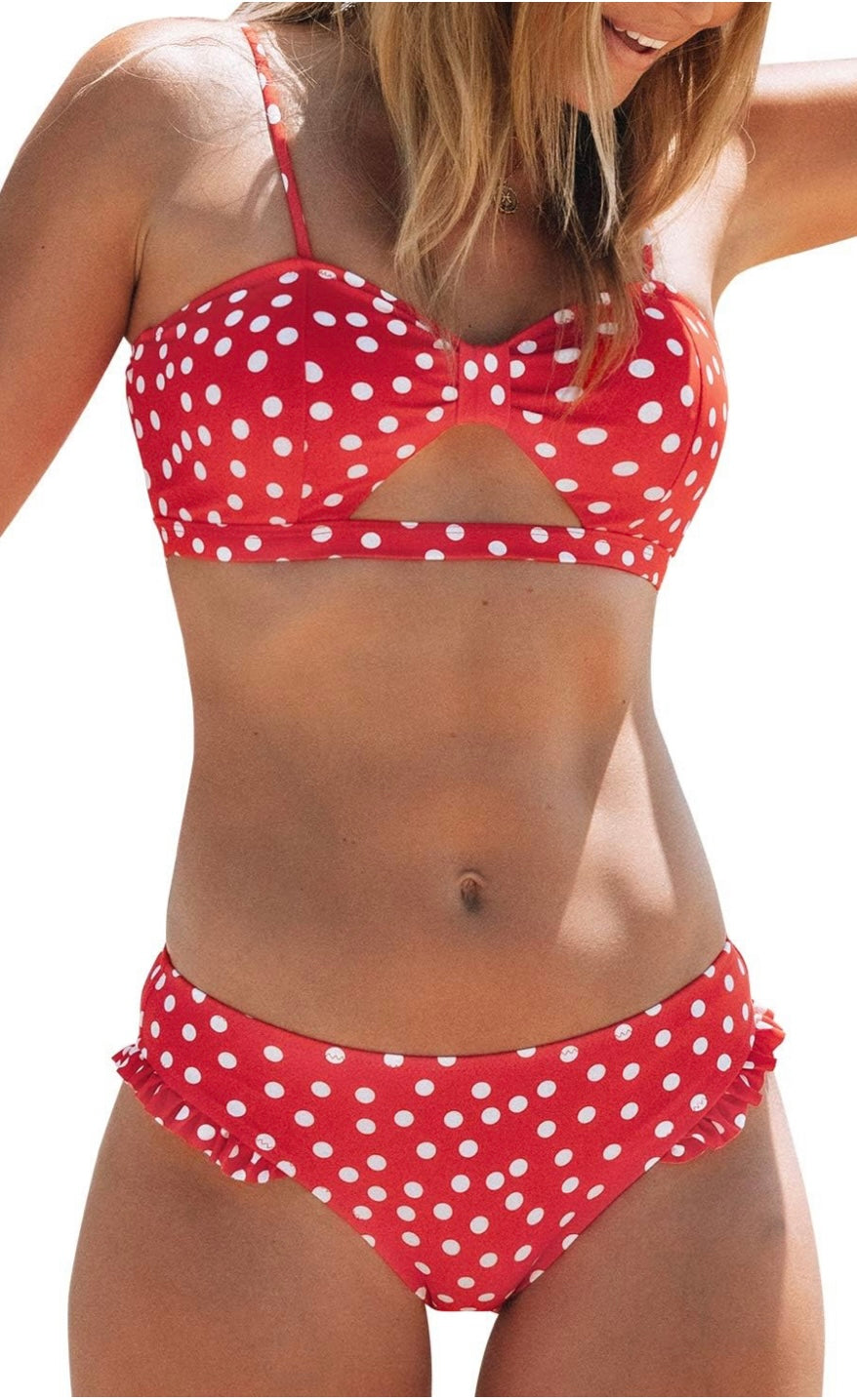 Red Polka Dot Bikini Top