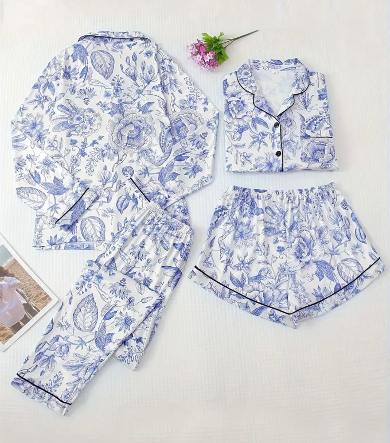 Floral Print Pajama Shorts Set