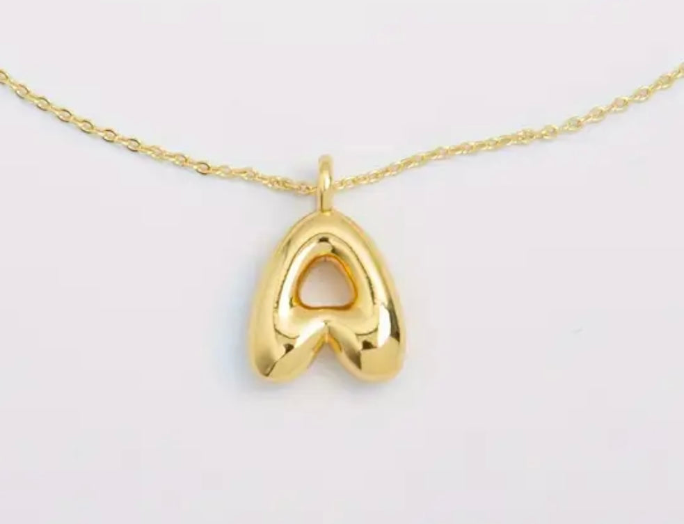 Bubble Initial Gold Plated Necklace