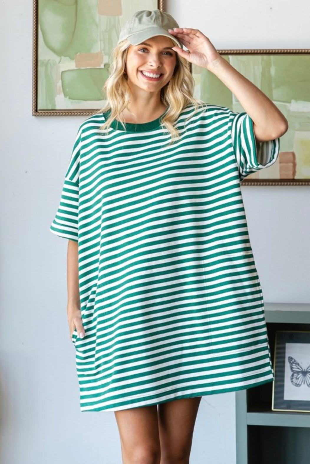 Stripe Knit Pullover Big Top Dress