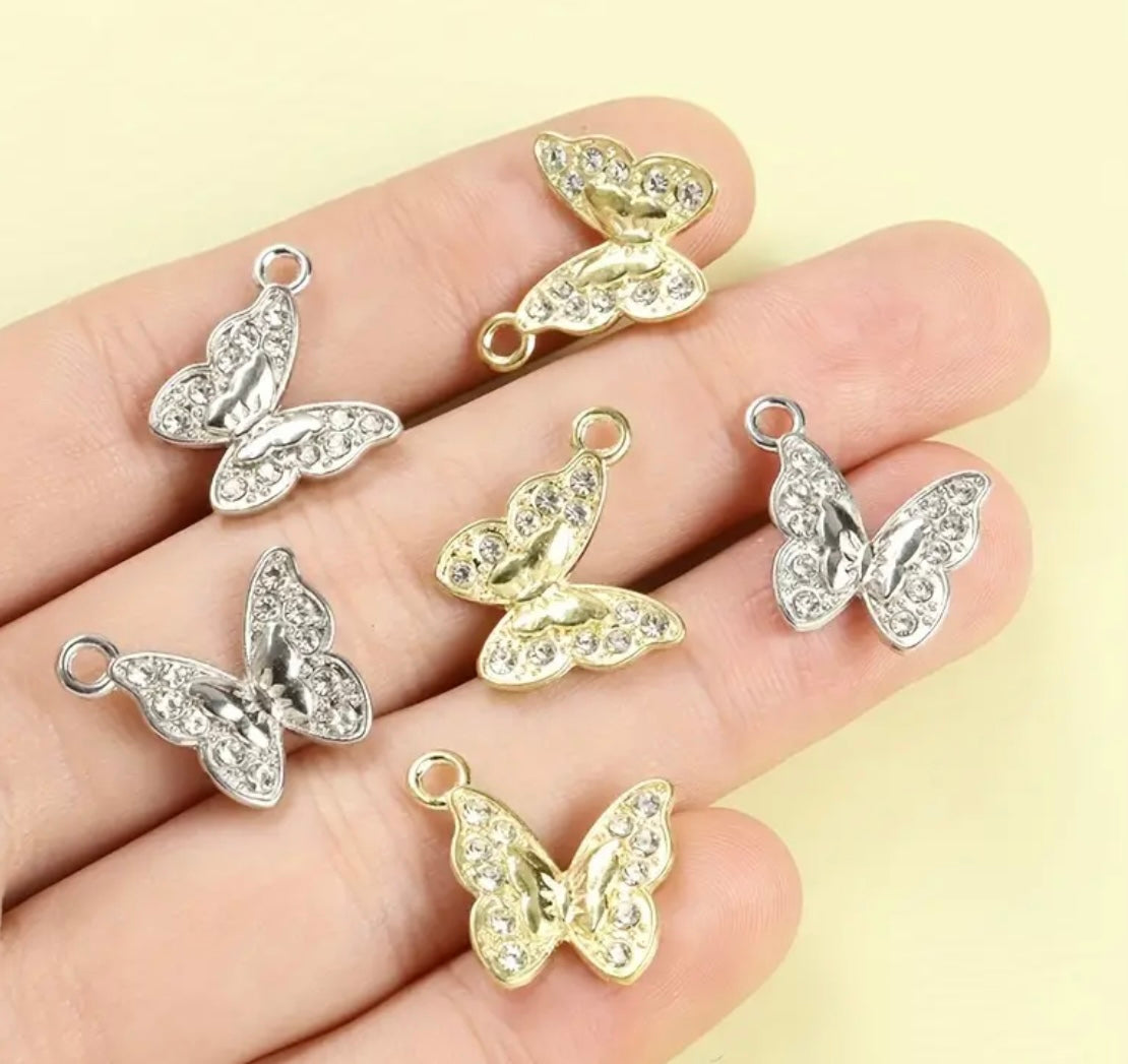 Diamond Butterfly Charm