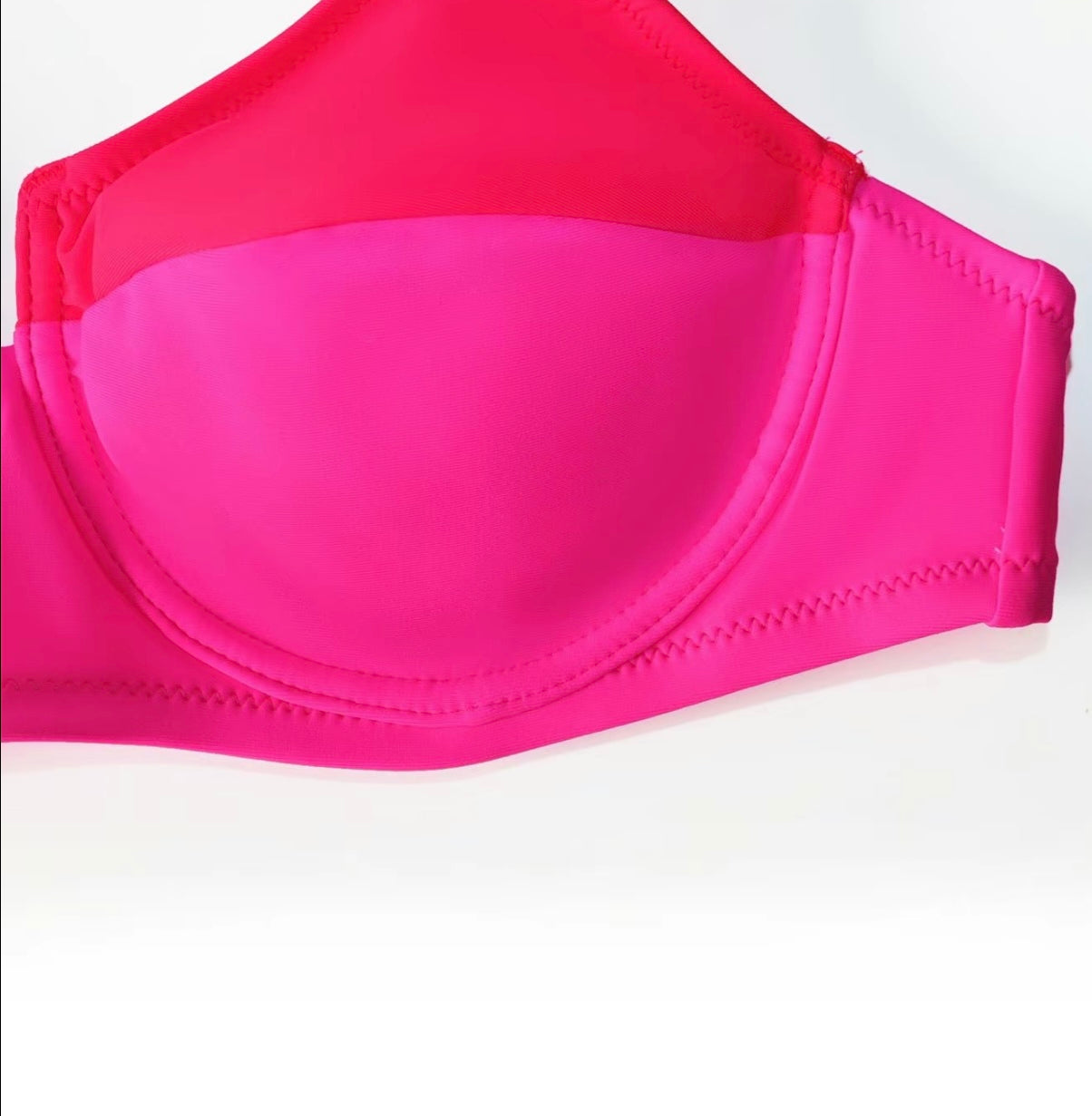 Hot pink color block bikini