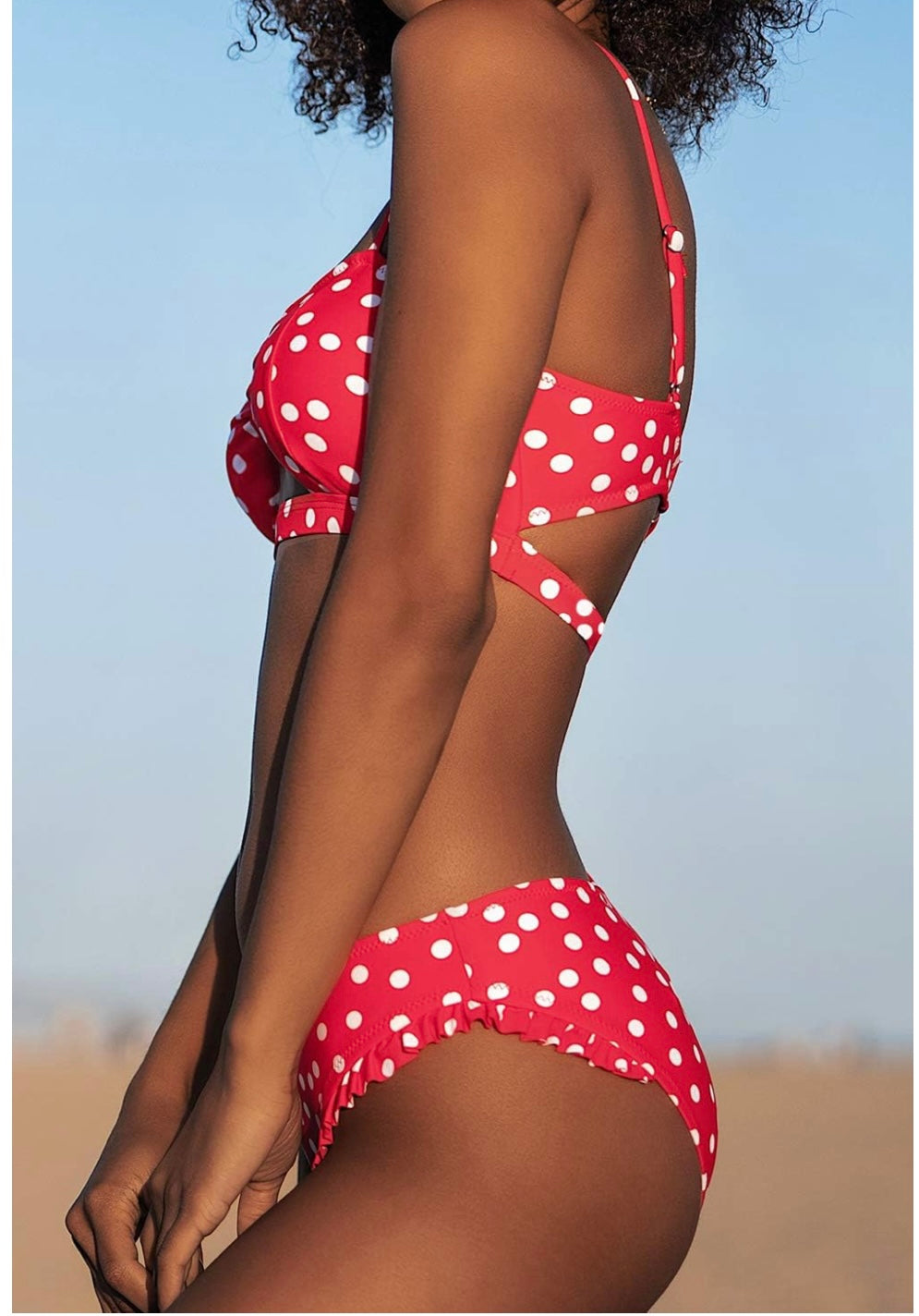 Red Polka Dot Bikini Top