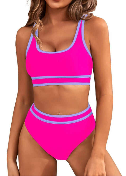 Pink & Purple High Waist Bikini Bottom