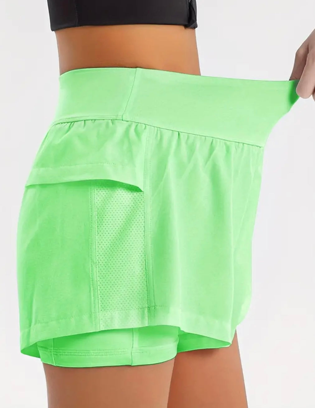 High waist lime green shorts