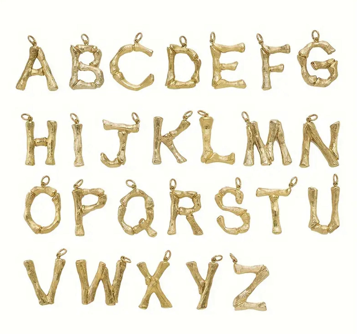 Texture gold initial charm