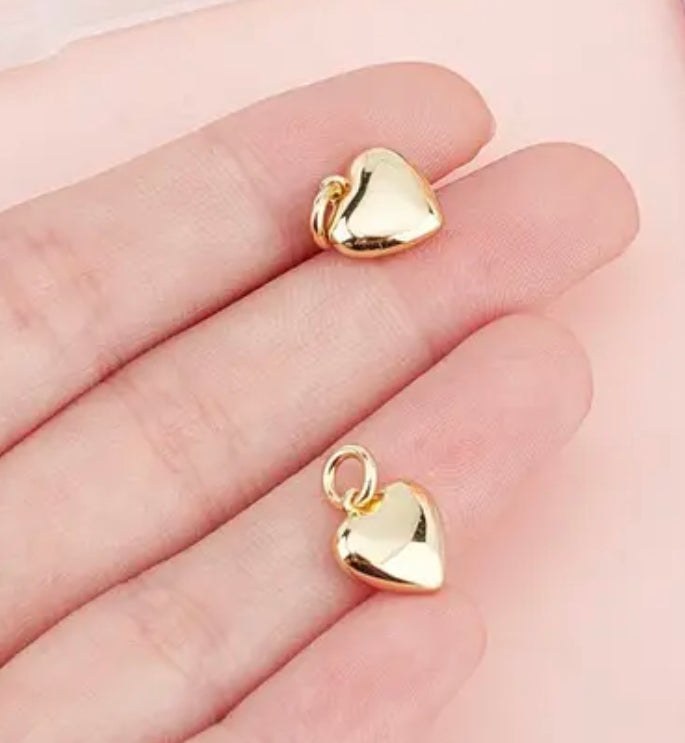 Puffy Gold Heart Charm