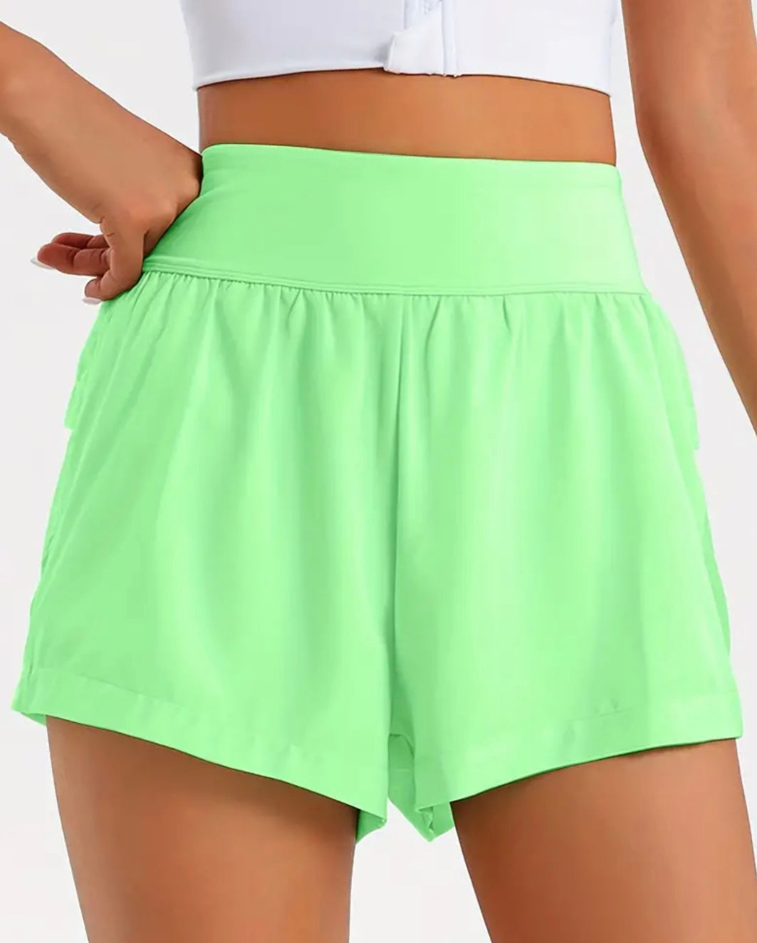 High waist lime green shorts