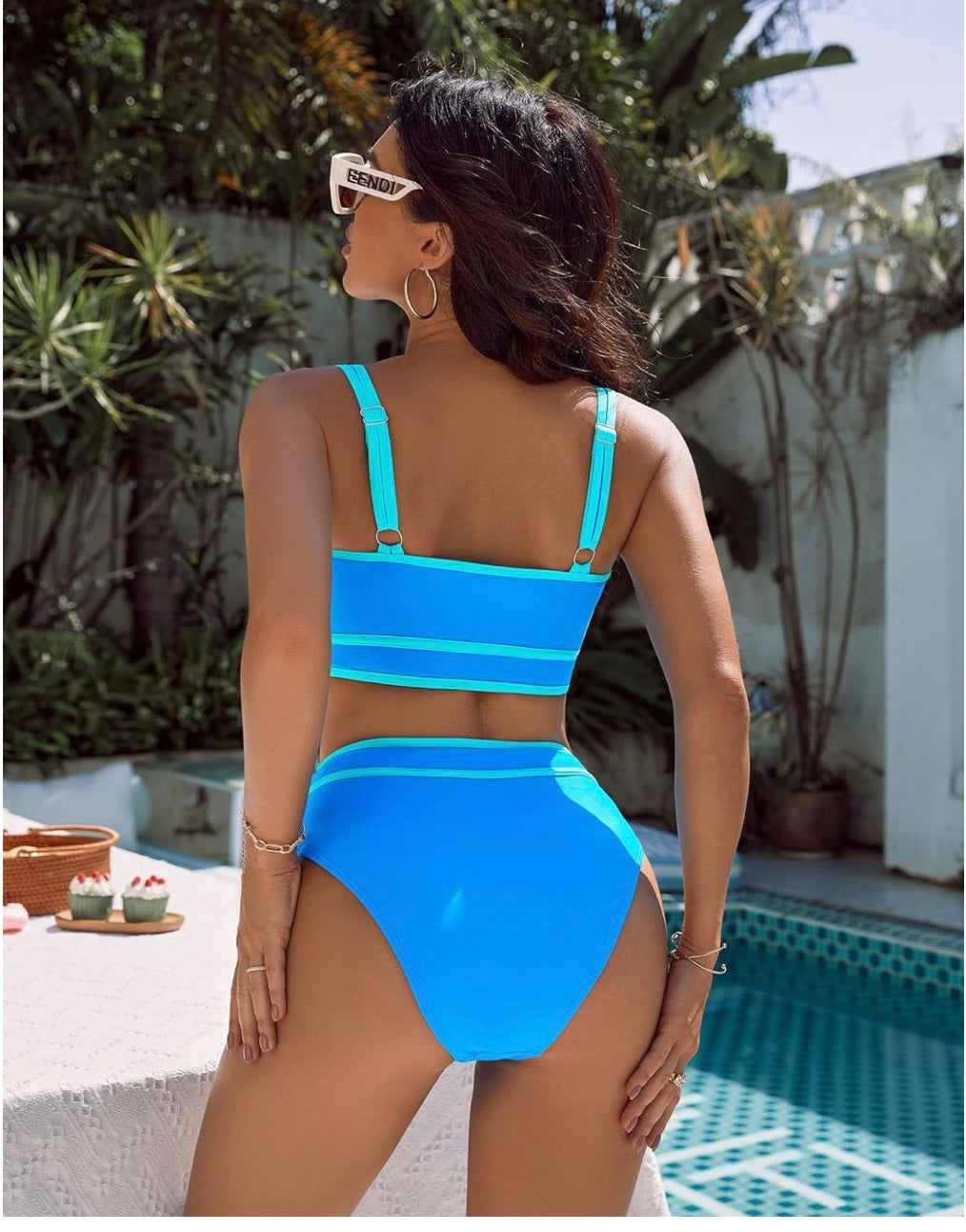 Blue & Green High Waist Bikini Bottom