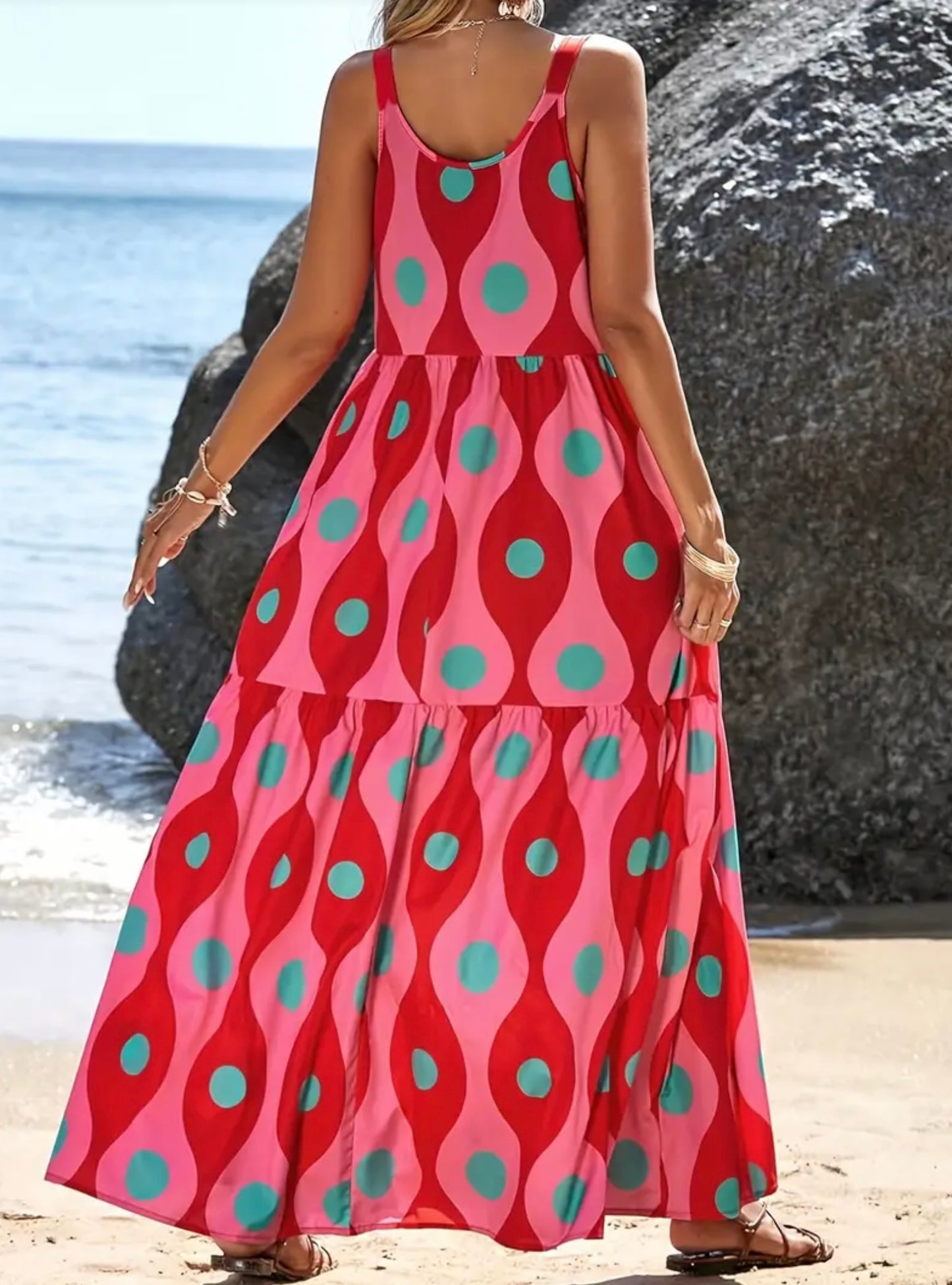 Print Wide Strap Dress