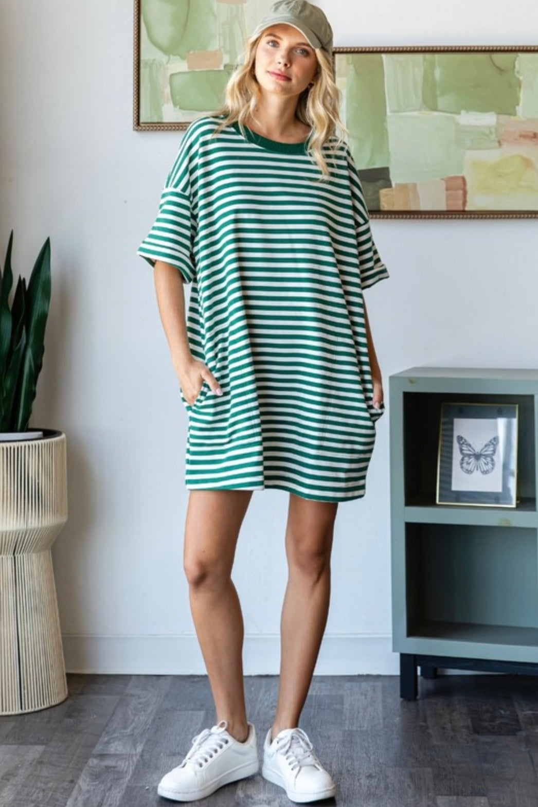 Stripe Knit Pullover Big Top Dress