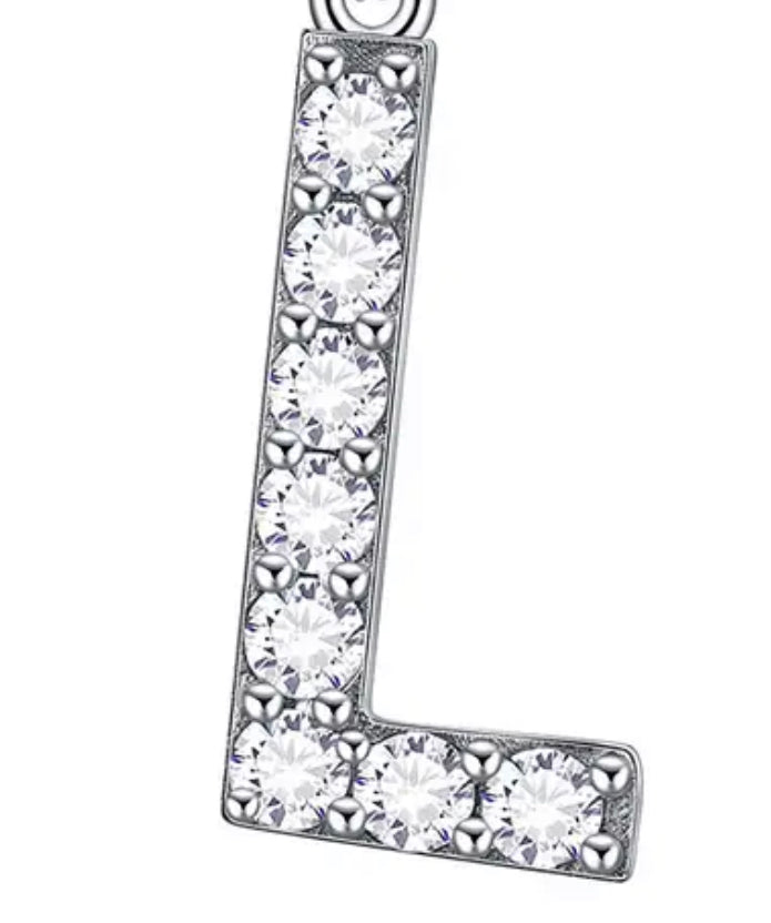 Silver Diamond Initial Charm