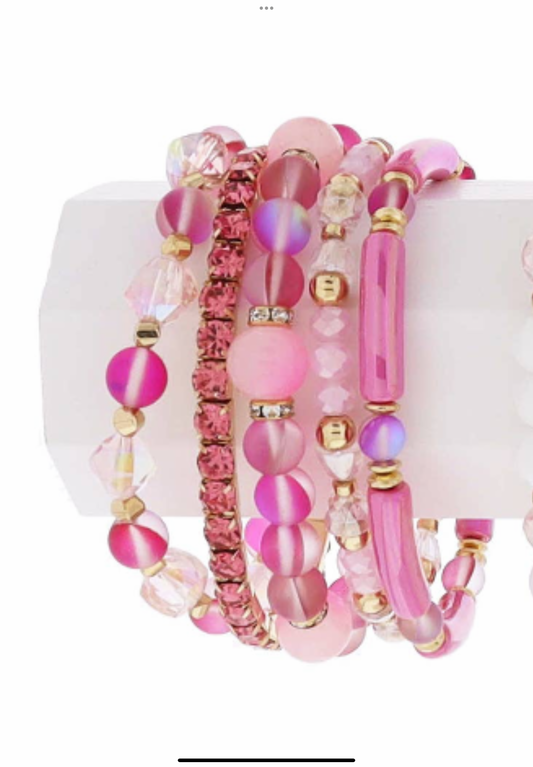 Multi Pink Diamond Bracelet Set