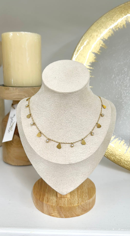 Heart & Diamond Gold Necklace