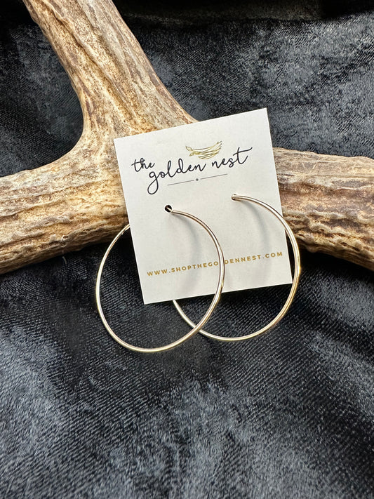 Medium Thin Gold Hoop Earrings