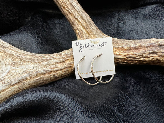 Medium Gold Etched Hoop Earrings