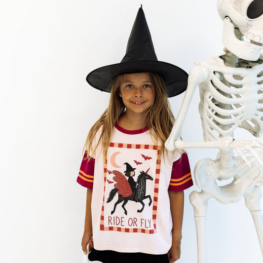 RIDE OR FLY | BURGUNDY | OVERSIZED KIDS TEE