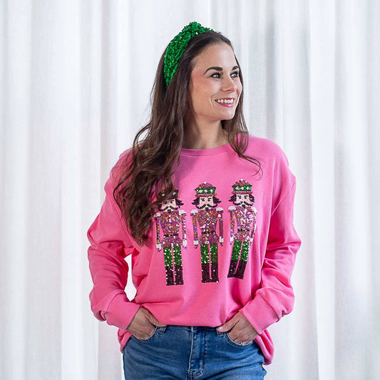 Nutcracker March Sequin Sweatshirt   Pink/Green   -Asst.