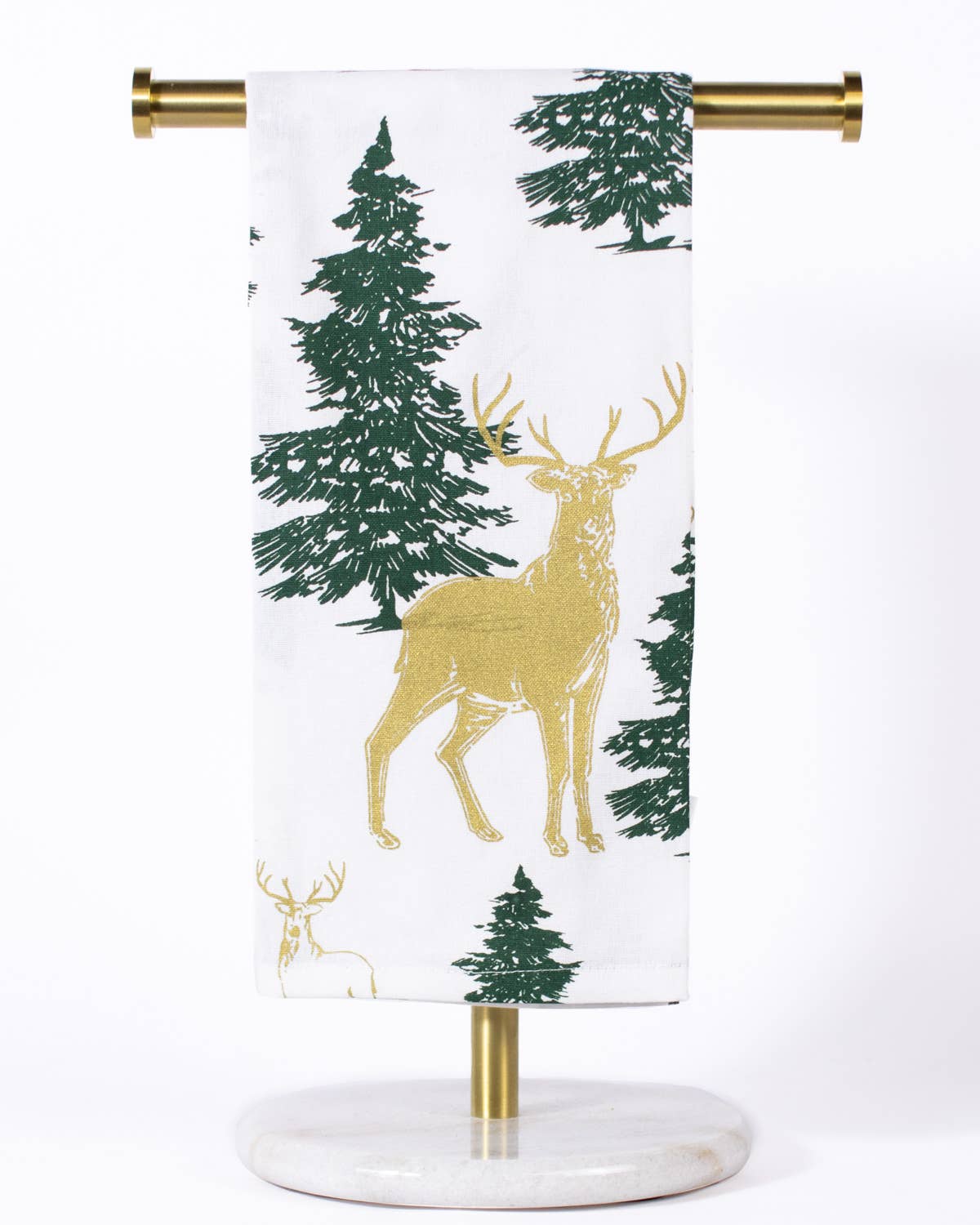 Winter Wonderland Hand Towel   White/Green/Gold   20x28
