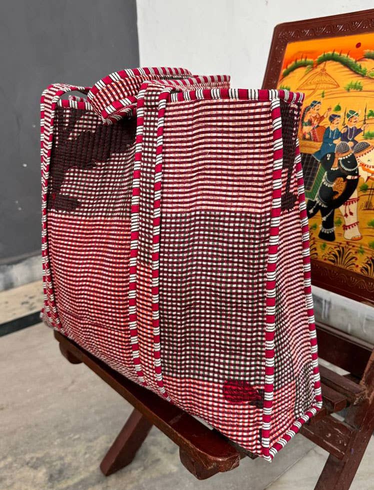 Patchwork Quilted Cotton Bag Block Print Jhola Bag Girls Bag