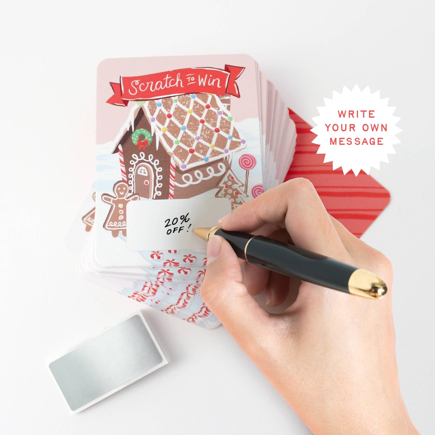 100 Customer Scratch-off Cards - Gingerbread House