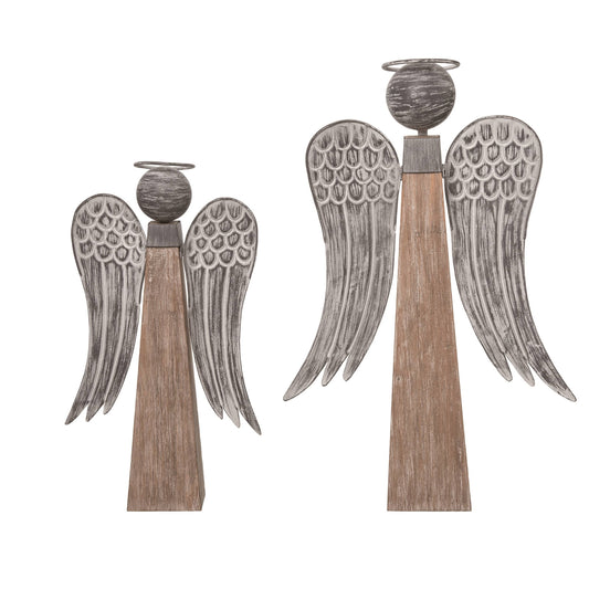 Christmas Metal Rustic Angels Set 2