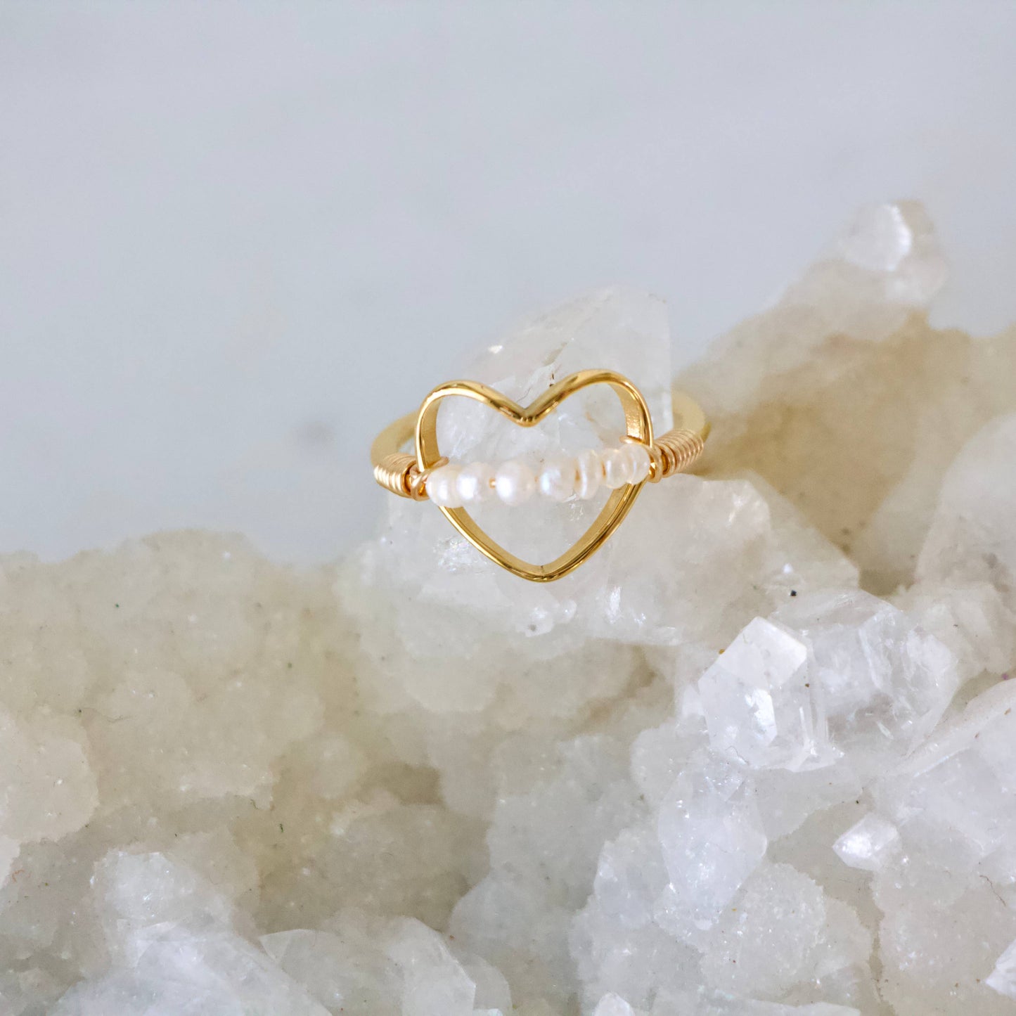 Pearl Heart Ring - Tarnish Free