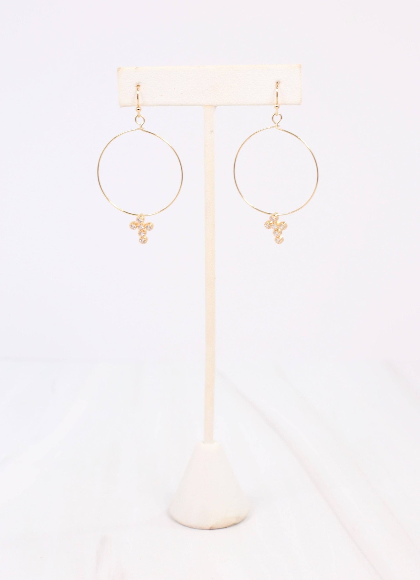 Cassidey CZ Cross Hoop Earring GOLD