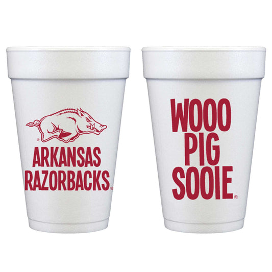 Foam Cup 10 Pack {Univ of Arkansas Razorbacks/Wooo Pig Sooie